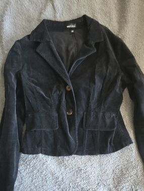 Sz L Vintage Wet Seal Girls Womens Corduroy Black Blazer